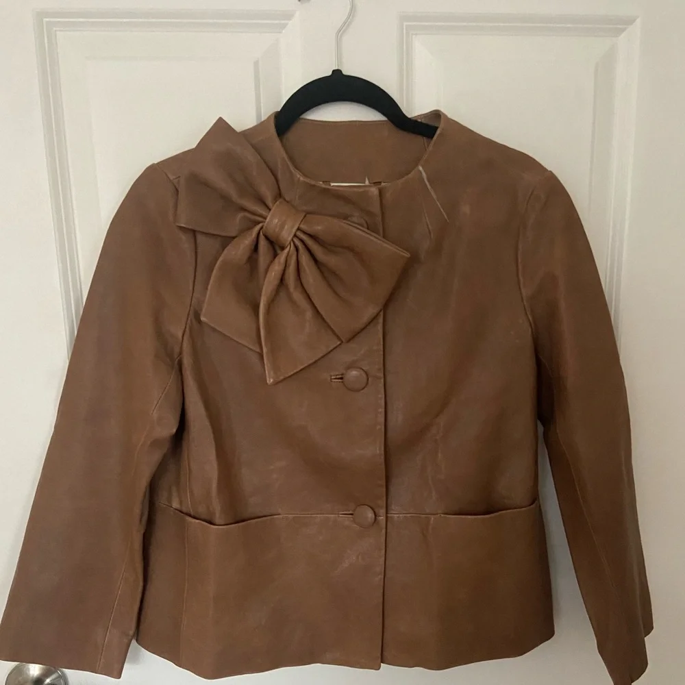 Kate Spade Dorothy Tan Blazer with Bow Accent